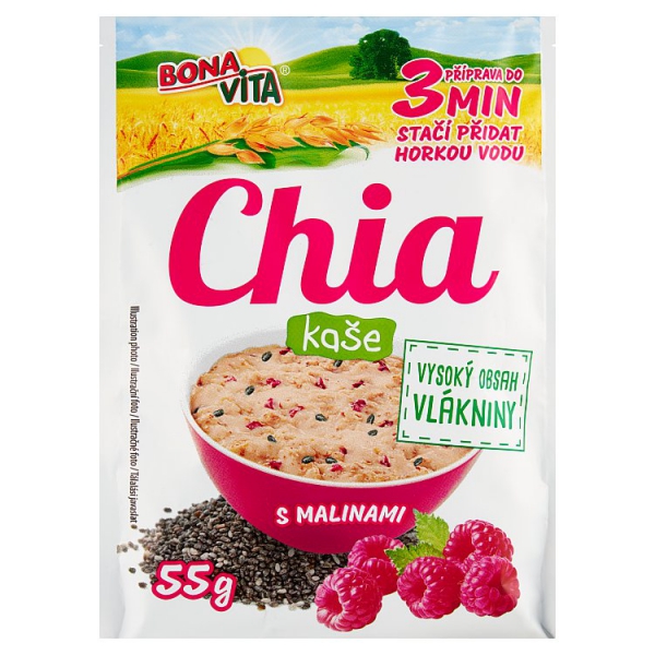 Ovsená kaša Chia 55g malina Bonavita